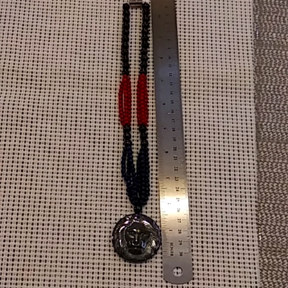 Carved Lion Head Hematite Necklace